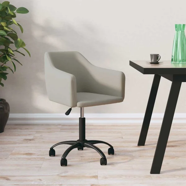 Chaise pivotante de bureau 55 x 52 x 83 cm gris clair velours – vue d’ensemble