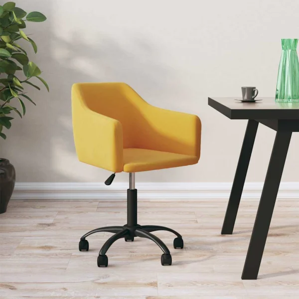 Chaise pivotante de bureau 55 x 52 x 83 cm jaune velours – vue d’ensemble