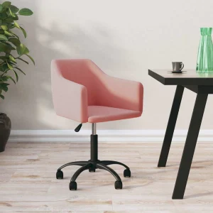 Chaise pivotante de bureau 55 x 52 x 83 cm rose velours – vue d’ensemble