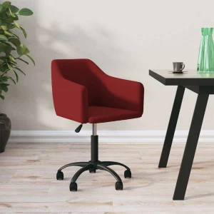 Chaise pivotante de bureau 55 x 52 x 83 cm rouge bordeaux velours – vue d’ensemble