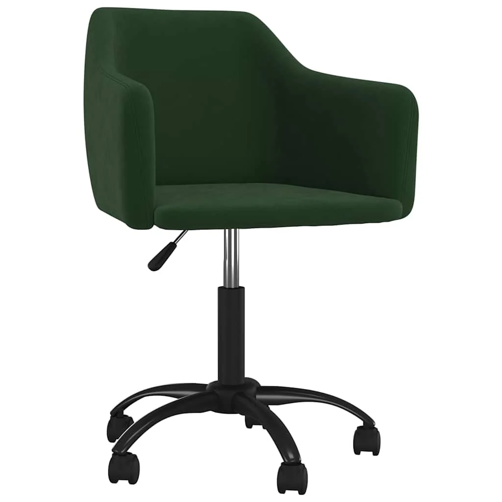 Chaise pivotante de bureau 55 x 52 x 83 cm vert foncé velours – vue de face