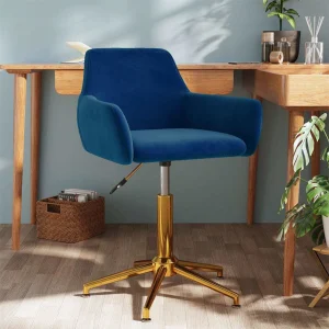 Chaise pivotante de bureau 55 x 53 x 81 cm bleu velours – vue d’ensemble