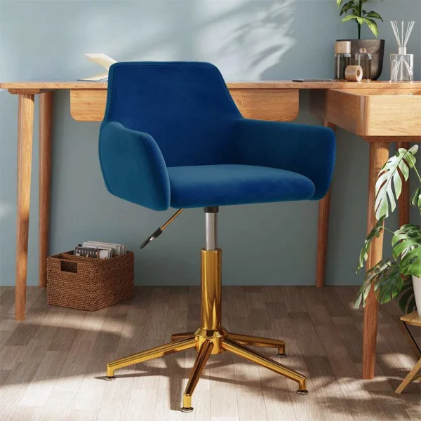 Chaise pivotante de bureau 55 x 53 x 81 cm bleu velours – vue d’ensemble