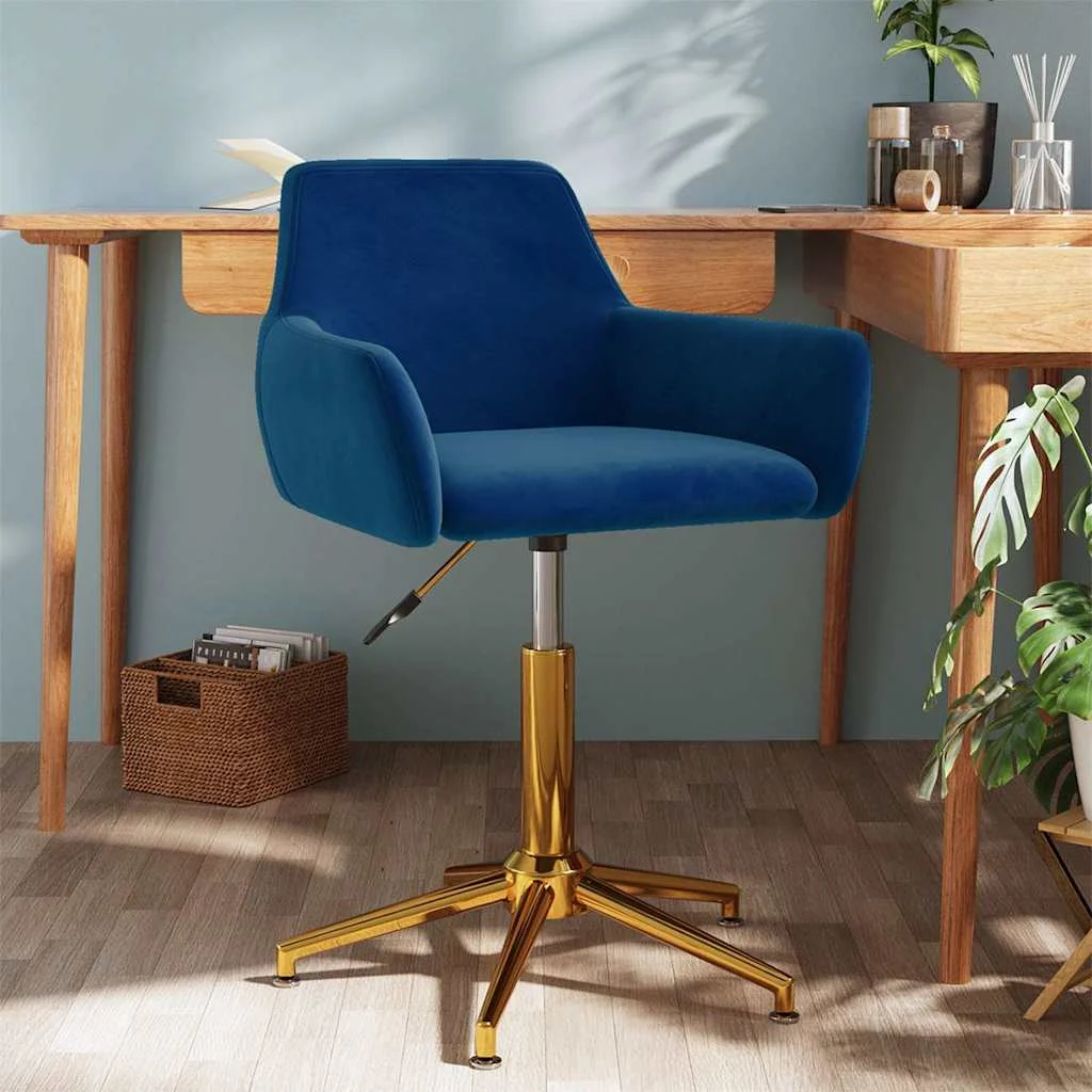 Chaise pivotante de bureau 55 x 53 x 81 cm bleu velours – vue d’ensemble