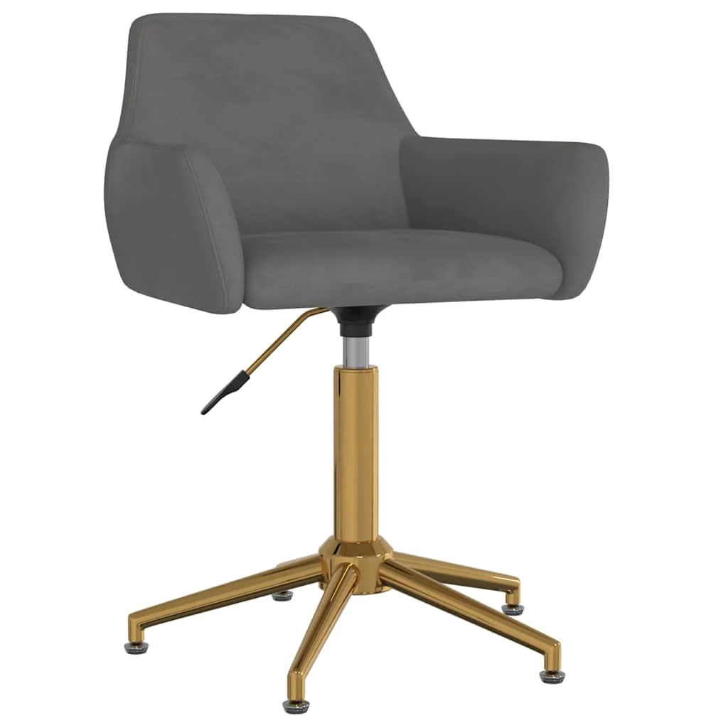 Chaise pivotante de bureau 55 x 53 x 81 cm gris foncé velours – vue de face