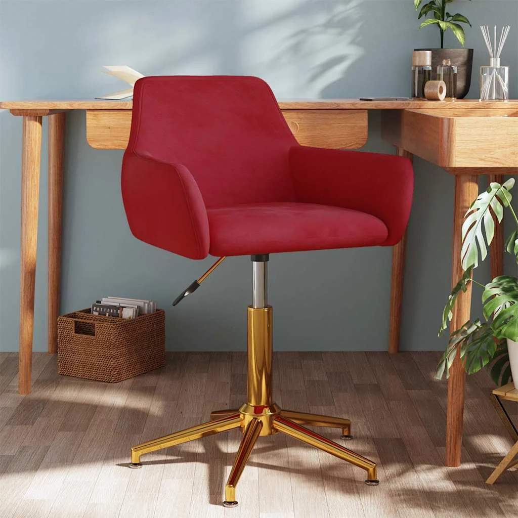 Chaise pivotante de bureau 55 x 53 x 81 cm rouge bordeaux velours – vue d’ensemble