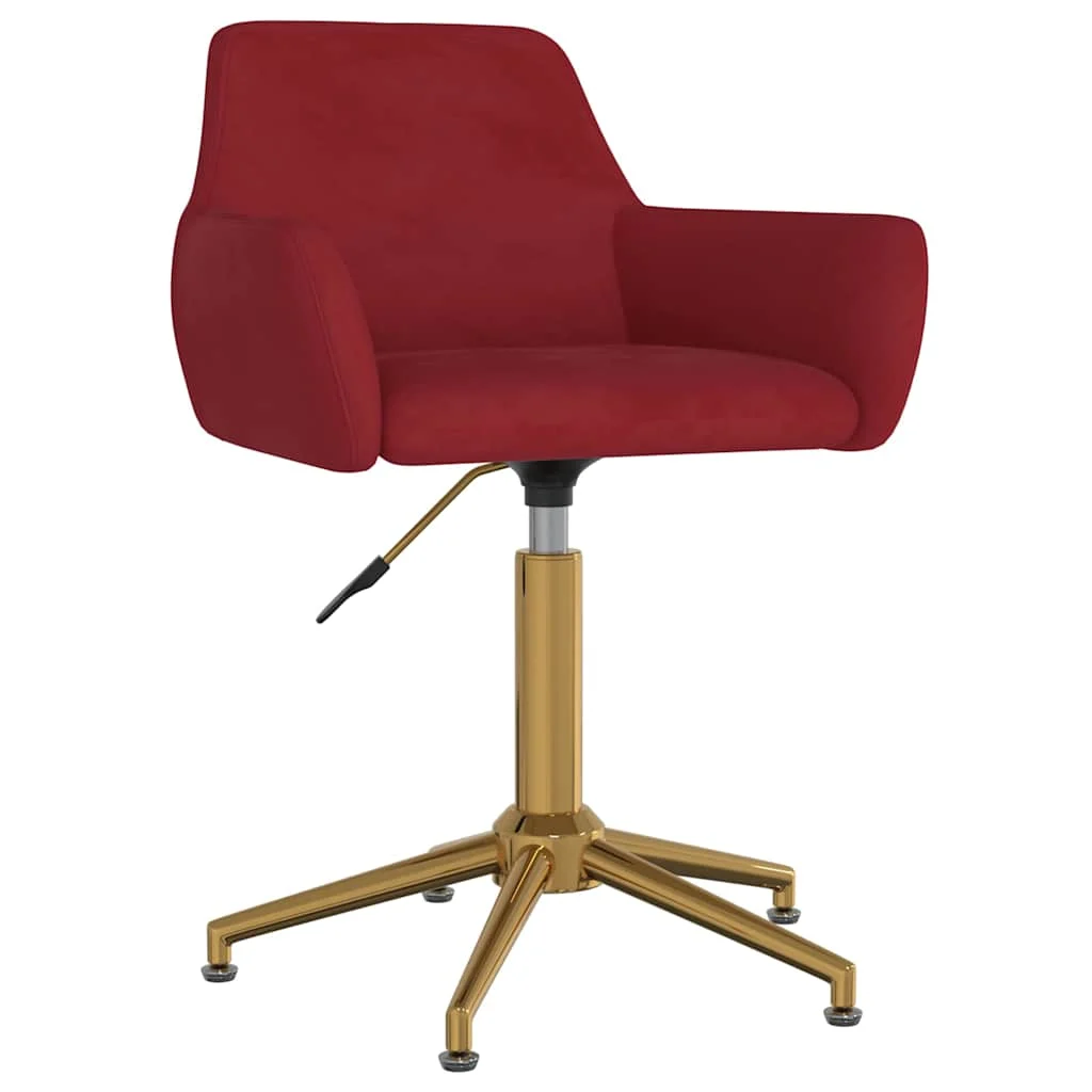 Chaise pivotante de bureau 55 x 53 x 81 cm rouge bordeaux velours – vue de face