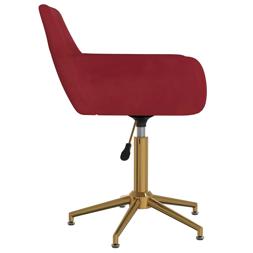 Chaise pivotante de bureau 55 x 53 x 81 cm rouge bordeaux velours – vue de détail