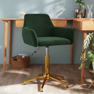 Chaise pivotante de bureau 55 x 53 x 81 cm vert foncé velours – vue d’ensemble