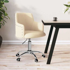 Chaise pivotante de bureau 55 x 55 x 92 cm crème tissu – vue d’ensemble
