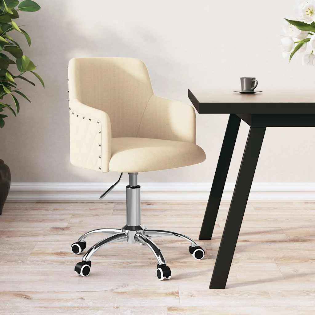 Chaise pivotante de bureau 55 x 55 x 92 cm crème tissu – vue d’ensemble