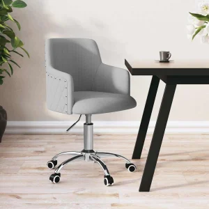 Chaise pivotante de bureau 55 x 55 x 92 cm gris clair tissu – vue d’ensemble