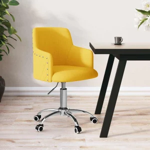Chaise pivotante de bureau 55 x 55 x 92 cm jaune moutarde tissu – vue d’ensemble