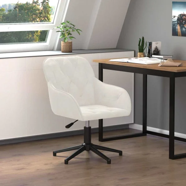 Chaise pivotante de bureau 56 x 61,5 x 80 cm crème velours – vue d’ensemble