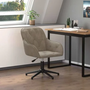 Chaise pivotante de bureau 56 x 61,5 x 80 cm gris clair velours – vue d’ensemble