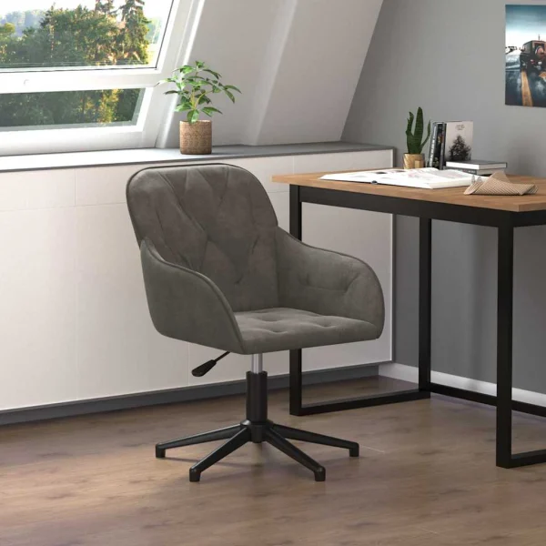 Chaise pivotante de bureau 56 x 61,5 x 80 cm gris foncé velours – vue d’ensemble