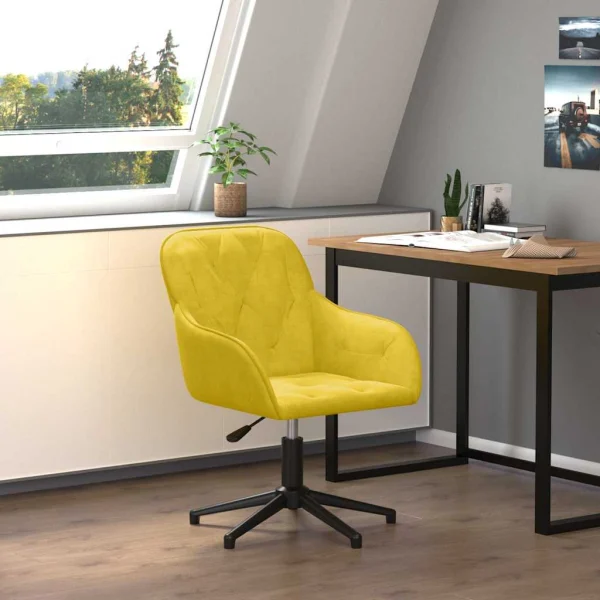 Chaise pivotante de bureau 56 x 61,5 x 80 cm jaune velours – vue d’ensemble