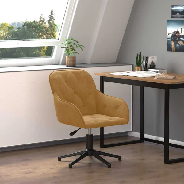 Chaise pivotante de bureau 56 x 61,5 x 80 cm marron velours – vue d’ensemble