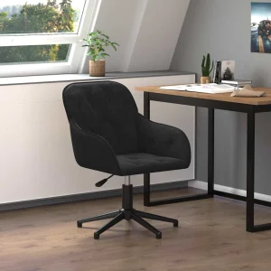 Chaise pivotante de bureau 56 x 61,5 x 80 cm noir velours – vue d’ensemble