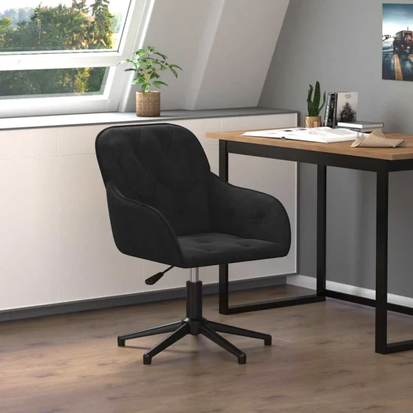 Chaise pivotante de bureau 56 x 61,5 x 80 cm noir velours – vue d’ensemble