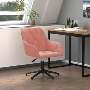 Chaise pivotante de bureau 56 x 61,5 x 80 cm rose velours – vue d’ensemble