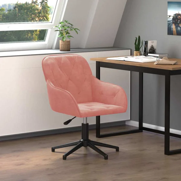 Chaise pivotante de bureau 56 x 61,5 x 80 cm rose velours – vue d’ensemble