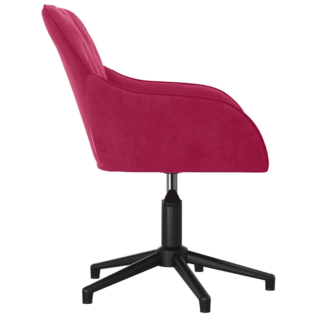 Chaise pivotante de bureau 56 x 61,5 x 80 cm rouge bordeaux velours – vue en situation