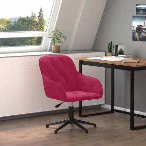 Chaise pivotante de bureau 56 x 61,5 x 80 cm rouge bordeaux velours – vue d’ensemble