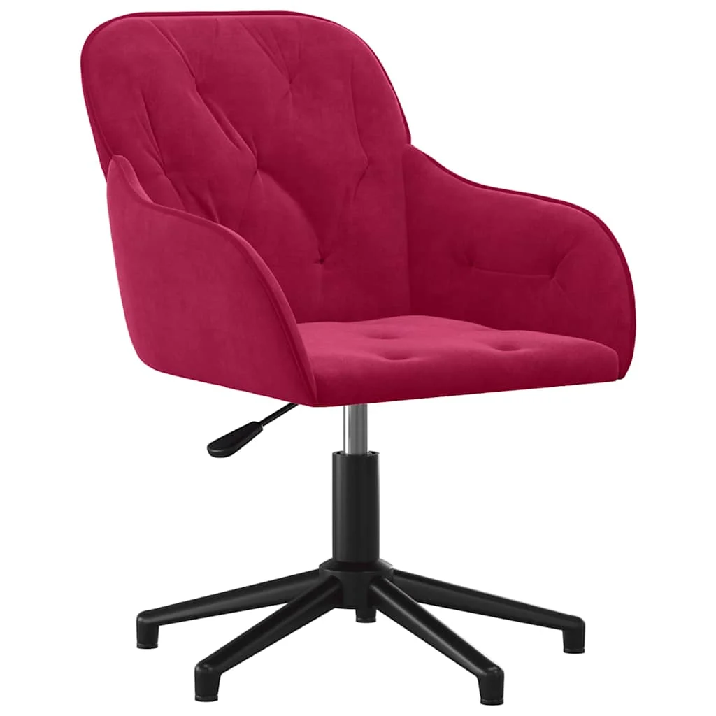 Chaise pivotante de bureau 56 x 61,5 x 80 cm rouge bordeaux velours – vue de face