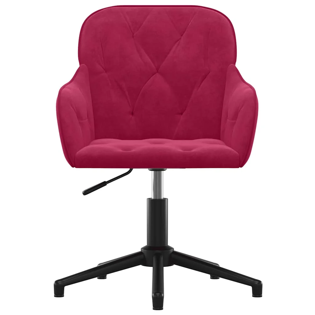 Chaise pivotante de bureau 56 x 61,5 x 80 cm rouge bordeaux velours – vue de côté