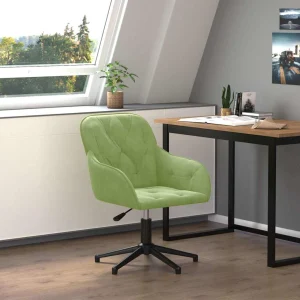Chaise pivotante de bureau 56 x 61,5 x 80 cm vert clair velours – vue d’ensemble