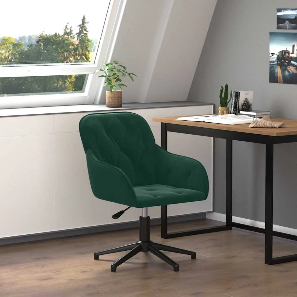 Chaise pivotante de bureau 56 x 61,5 x 80 cm vert foncé velours – vue d’ensemble