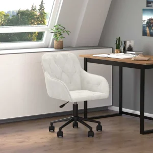 Chaise pivotante de bureau 56 x 61 x 86 cm crème velours – vue d’ensemble