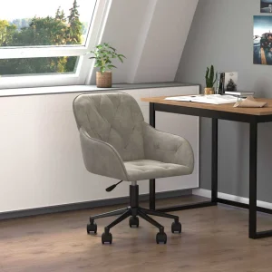 Chaise pivotante de bureau 56 x 61 x 86 cm gris clair velours – vue d’ensemble