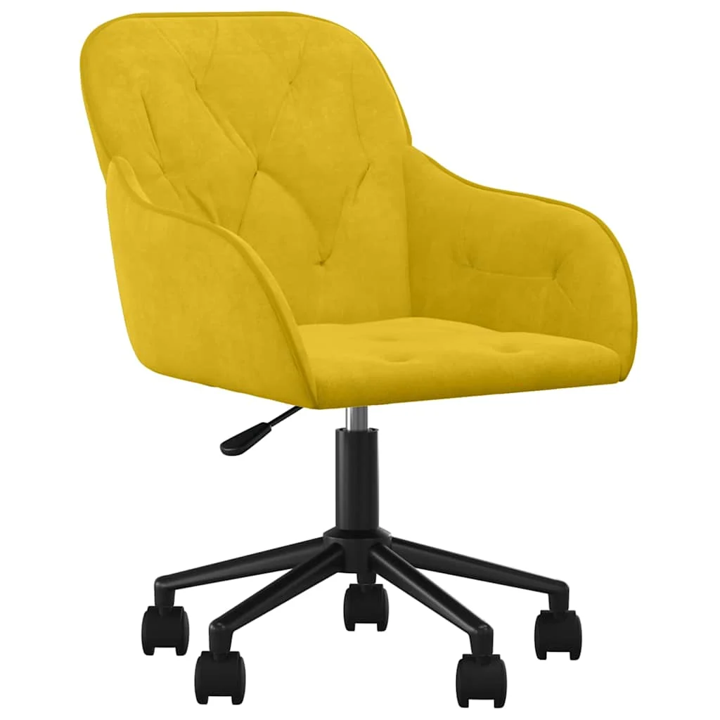 Chaise pivotante de bureau 56 x 61 x 86 cm jaune velours – vue de face