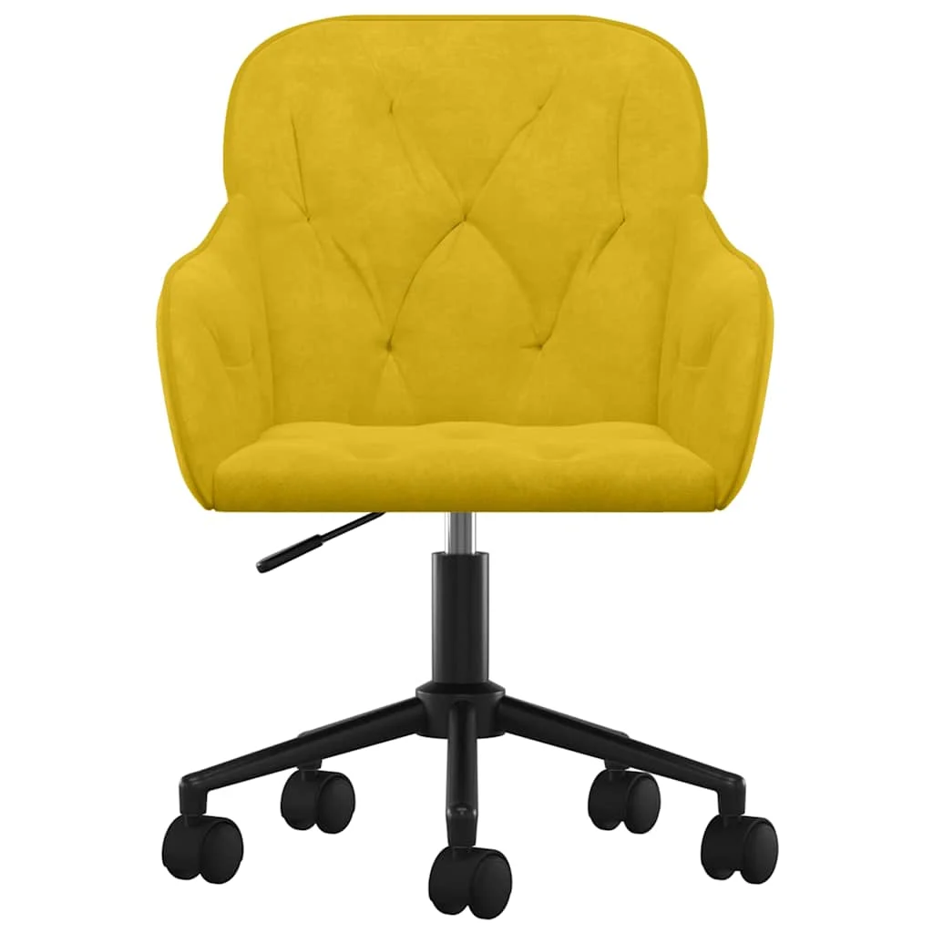 Chaise pivotante de bureau 56 x 61 x 86 cm jaune velours – vue de côté