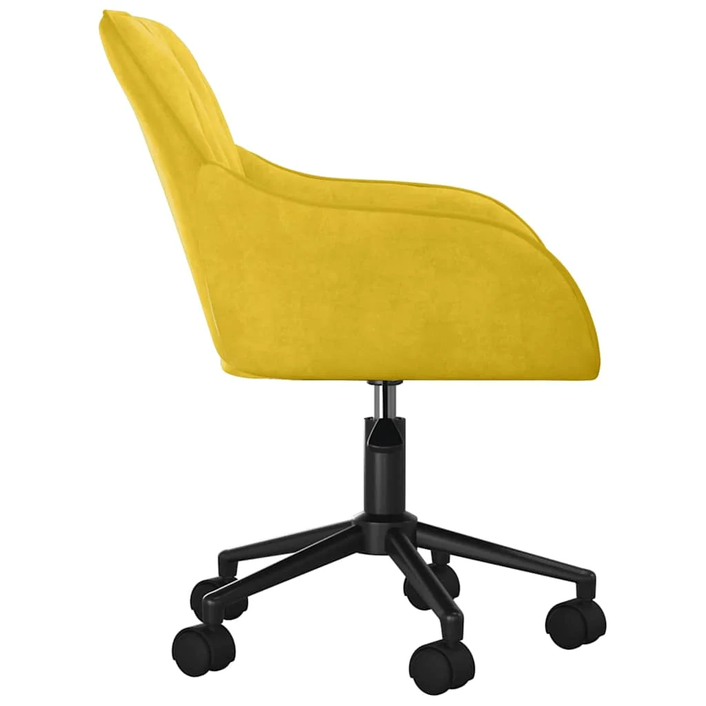 Chaise pivotante de bureau 56 x 61 x 86 cm jaune velours – vue de détail