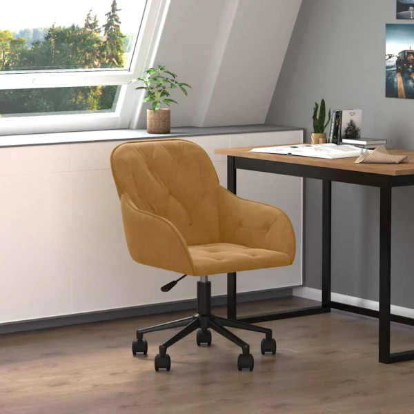 Chaise pivotante de bureau 56 x 61 x 86 cm marron velours – vue d’ensemble
