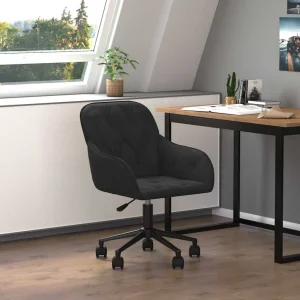 Chaise pivotante de bureau 56 x 61 x 86 cm noir velours – vue d’ensemble