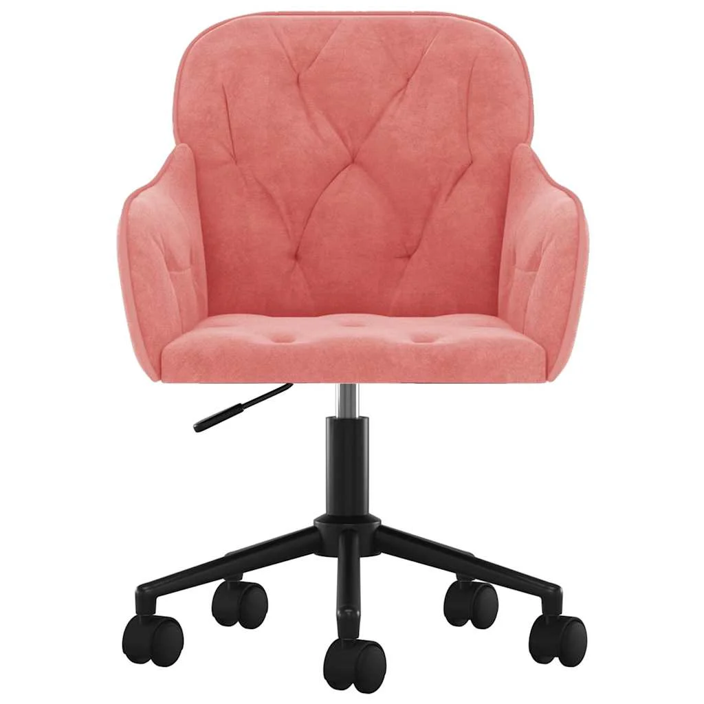 Chaise pivotante de bureau 56 x 61 x 86 cm rose velours – vue de côté