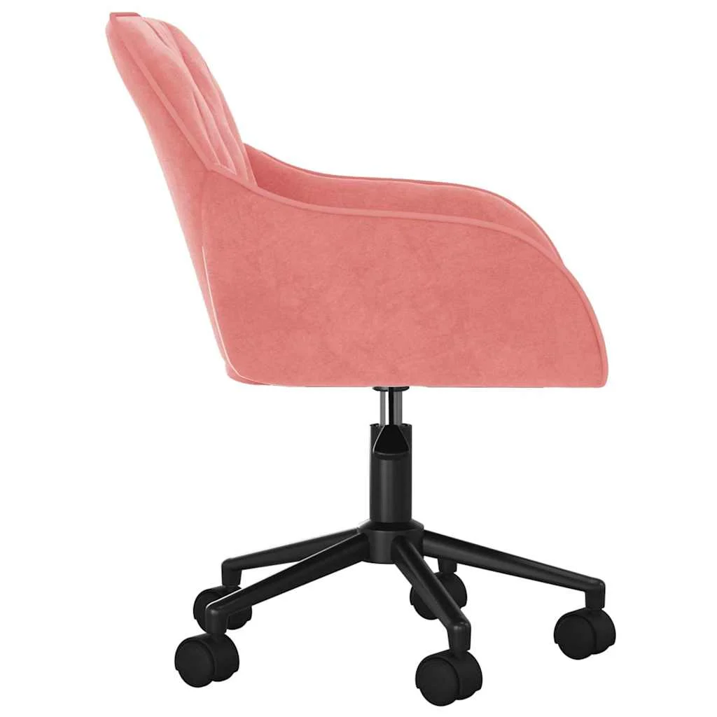 Chaise pivotante de bureau 56 x 61 x 86 cm rose velours – vue de détail