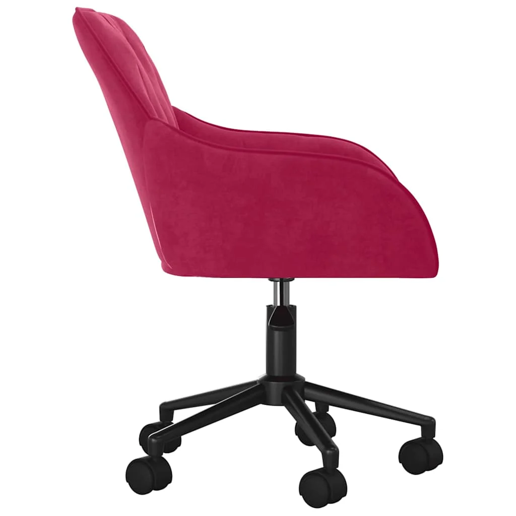 Chaise pivotante de bureau 56 x 61 x 86 cm rouge bordeaux velours – vue en situation