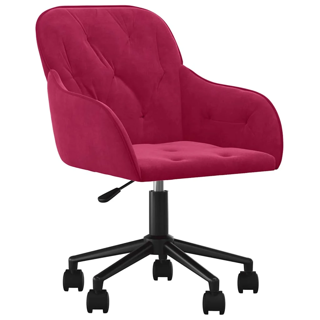 Chaise pivotante de bureau 56 x 61 x 86 cm rouge bordeaux velours – vue de face