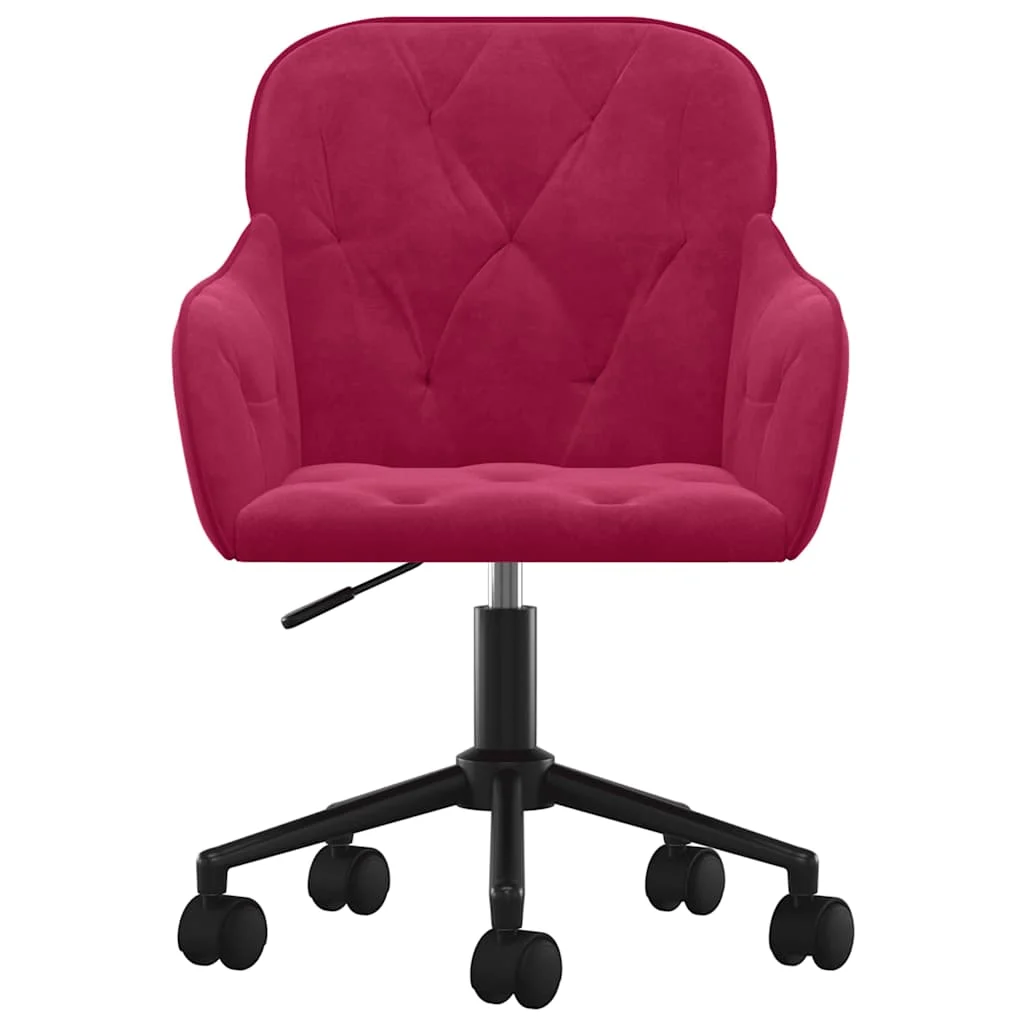 Chaise pivotante de bureau 56 x 61 x 86 cm rouge bordeaux velours – vue de côté