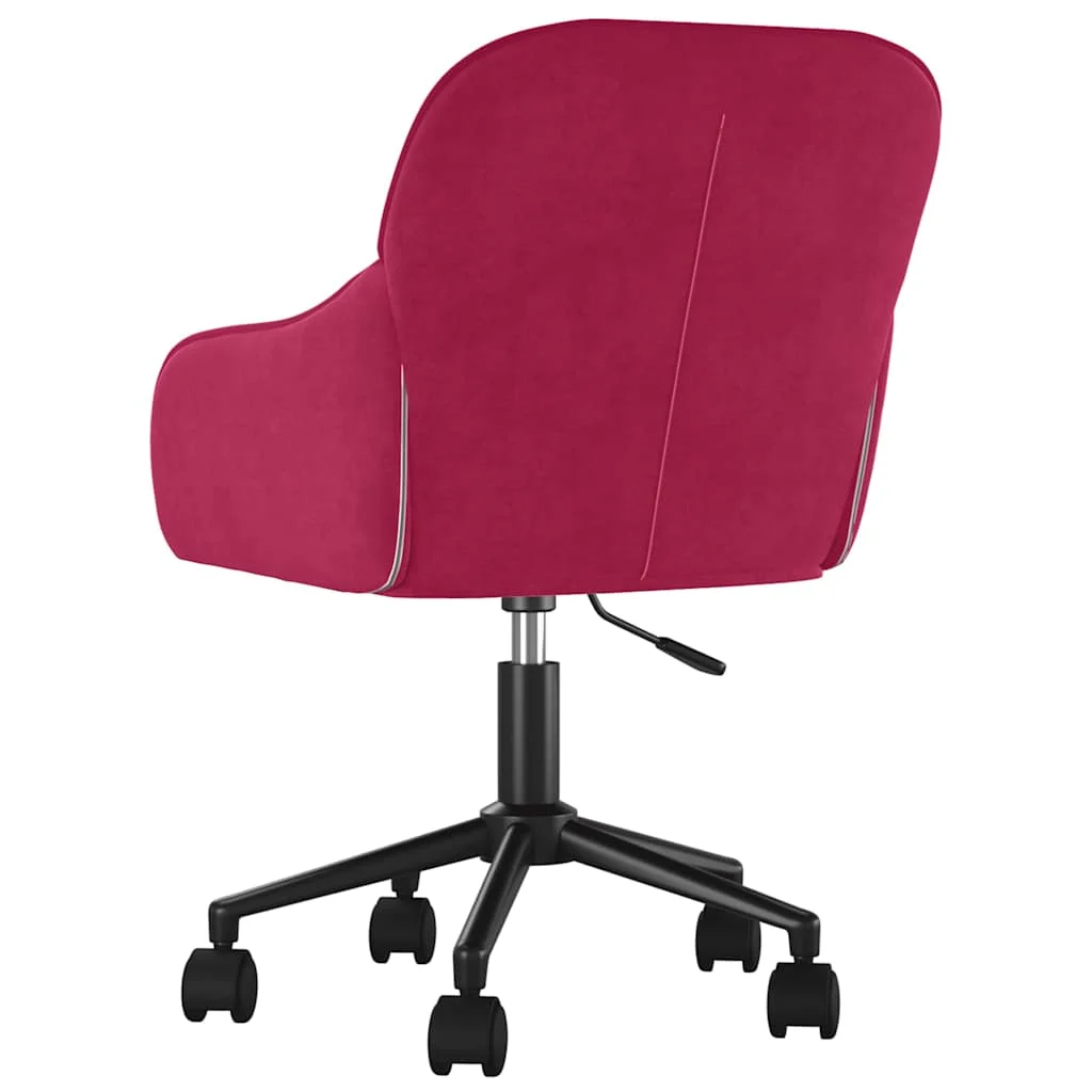 Chaise pivotante de bureau 56 x 61 x 86 cm rouge bordeaux velours – vue de détail