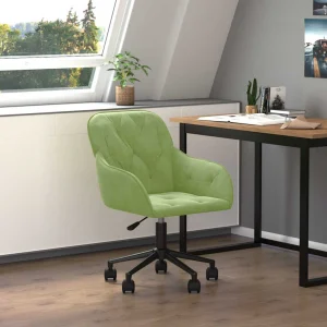Chaise pivotante de bureau 56 x 61 x 86 cm vert clair velours – vue d’ensemble