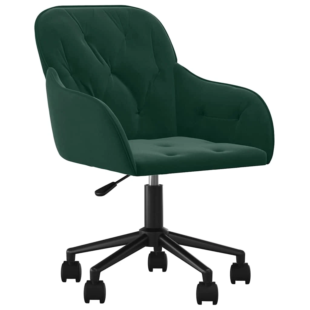 Chaise pivotante de bureau 56 x 61 x 86 cm vert foncé velours – vue de face