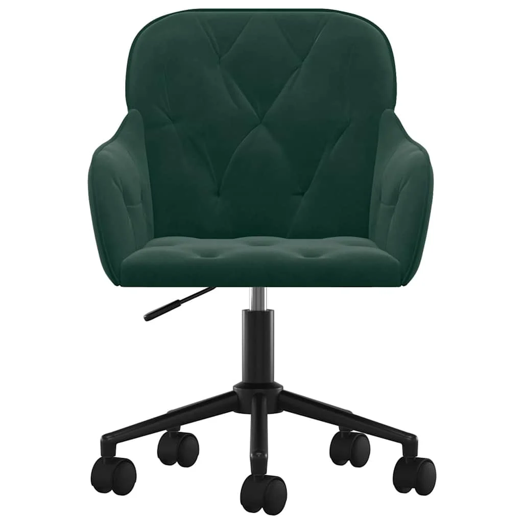Chaise pivotante de bureau 56 x 61 x 86 cm vert foncé velours – vue de côté