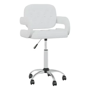 Chaise pivotante de bureau 58 x 50 x 87,5 cm blanc similicuir – vue d’ensemble