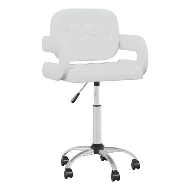 Chaise pivotante de bureau 58 x 50 x 87,5 cm blanc similicuir – vue d’ensemble